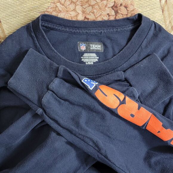 Chicago Bears T-Shirt Mens L Blue Orange Long Sleeve NFL Football Crewneck Tee - Picture 9 of 10